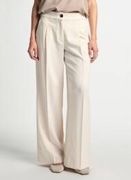 Pantalon large fermeture zippée sous rabat boutonné taille normale beige YAYA femme