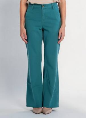 Pantalon flare stretch taille normale vert HAPPY femme