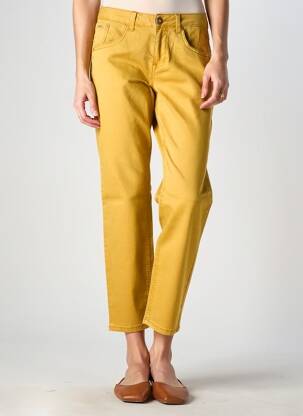 Pantalon droit stretch taille normale jaune CREAM femme