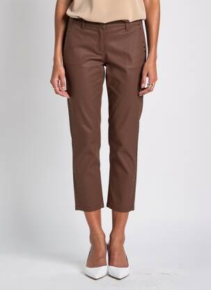 Pantalon 7/8 stretch taille normale marron HAPPY femme
