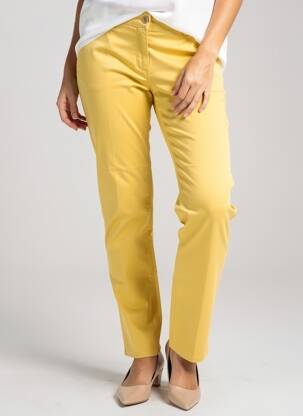 Pantalon chino fermeture zippée sous rabat boutonné taille normale jaune HAPPY femme