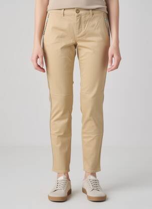 Pantalon chino tissage popeline taille normale beige HAPPY femme