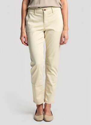 Pantalon chino fermeture zippée sous rabat boutonné taille normale beige HAPPY femme