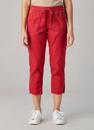 Pantalon 7/8 taille élastique taille normale rouge HAPPY femme