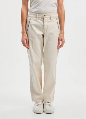 Pantalon chino tissage popeline taille normale beige HAPPY femme