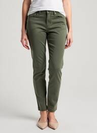 Pantalon slim stretch taille normale vert DENIM STUDIO femme