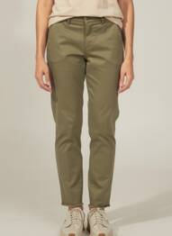Pantalon chino fermeture zippée sous rabat boutonné taille normale vert FIVE femme