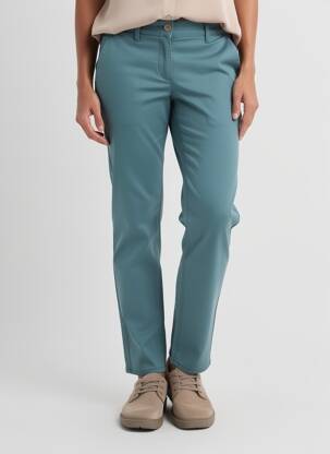 Pantalon chino tissage popeline taille normale bleu HAPPY femme