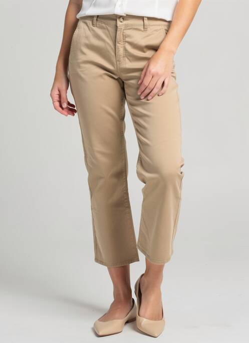 Pantalon 7/8 stretch taille normale marron HAPPY femme