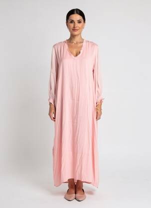 Robe longue manches longues manches longues rose ME369 femme