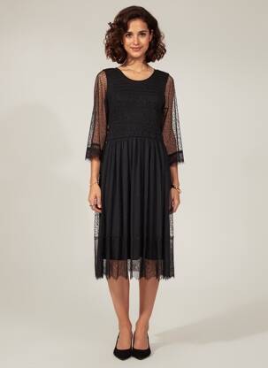 Robe mi-longue manches longues manches longues noir CREAM femme