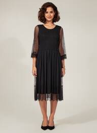 Robe mi-longue manches longues manches longues noir CREAM femme
