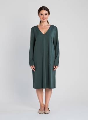 Robe mi-longue manches longues manches longues vert ZILCH femme