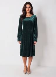 Robe mi-longue manches longues manches longues vert CREAM femme