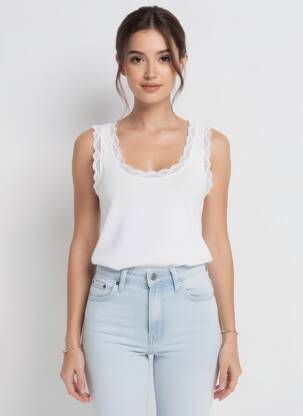 Débardeur stretch sans manche blanc CREAM femme