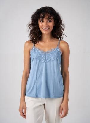 Top manches bretelles ajustables fines bretelles bleu ICHI femme