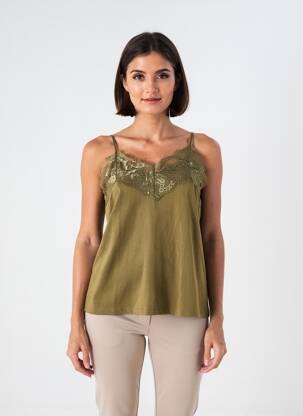 Top manches bretelles ajustables fines bretelles vert ICHI femme