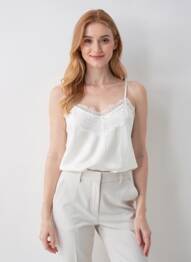 Top manches bretelles ajustables fines bretelles blanc ICHI femme