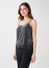 Top manches bretelles ajustables fines bretelles gris YAYA femme
