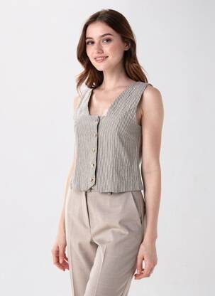 Gilet sans manche maille fine gris YERSE femme