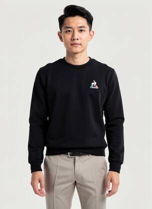 Sweat-shirt broderie manches longues noir LE COQ SPORTIF homme