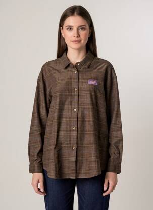 Chemisier coupe droite manches longues marron OXBOW femme