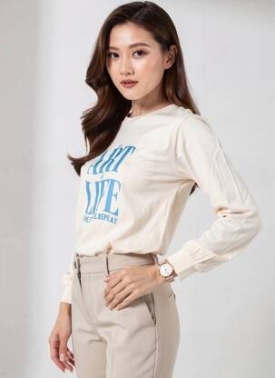 T-shirt manches longues manches longues beige TEZZA femme