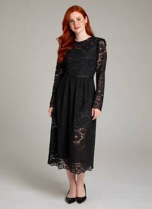 Robe longue manches dos nu manches longues noir IDANO femme
