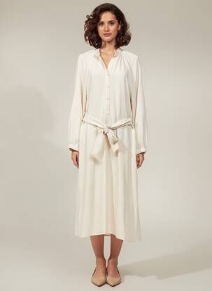 Robe longue manches longues manches longues beige TOUPY femme