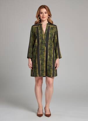 Robe courte manches longues manches longues vert MOMONI femme