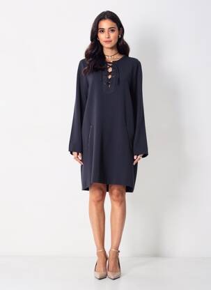 Robe courte manches longues manches longues noir HARTFORD femme