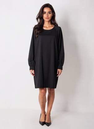 Robe courte manches longues manches longues noir ICHI femme