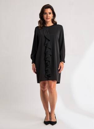 Robe courte fermeture zippée au dos manches longues noir ANONYME DESIGNERS femme