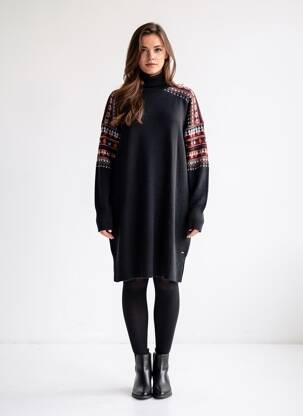 Robe pull stretch manches longues noir SCOTCH & SODA femme