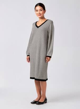 Robe pull col v manches longues noir ZILCH femme