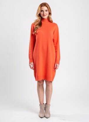Robe pull stretch manches longues orange ABSOLUT CASHMERE femme