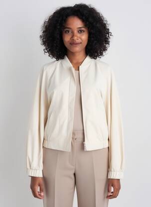 Blouson effet matière satinée beige YAYA femme
