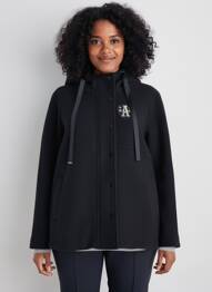 Manteau court poches a capuche noir FIVE femme