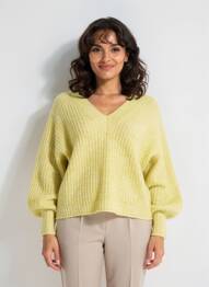Pull tissage chiné manches longues vert ESTHEME femme