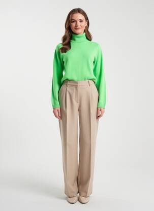 Pull col roulé stretch manches longues vert ABSOLUT CASHMERE femme