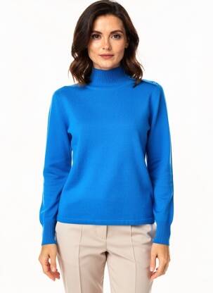 Pull stretch manches longues bleu ESTHEME femme
