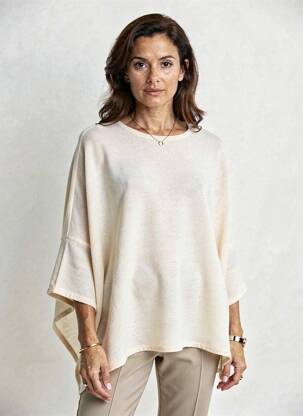 Pull tunique manches 3/4 manches 3/4 beige VUE SUR MER femme