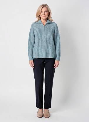 Pull tissage chiné manches longues bleu ZILCH femme
