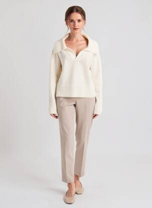 Pull stretch manches longues beige FIVE femme