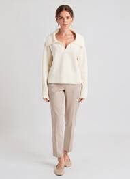 Pull stretch manches longues beige FIVE femme