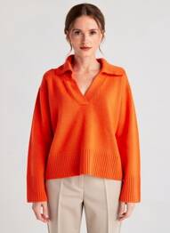 Pull stretch manches longues orange FIVE femme