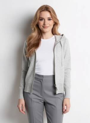 Gilet manches longues col rond gris ABSOLUT CASHMERE femme