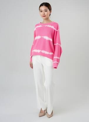 Pull stretch manches longues rose FIVE femme