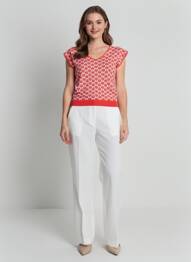 Pull col v manches courtes orange ZILCH femme