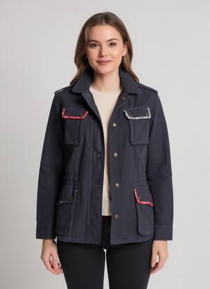 Veste casual coupe droite bleu FIVE femme